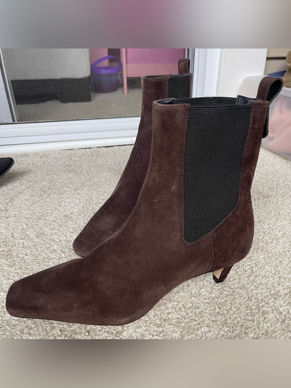 Reformation Roberta Ankle Boots Chocolate Brown Suede Kitten Heel Size 6.5